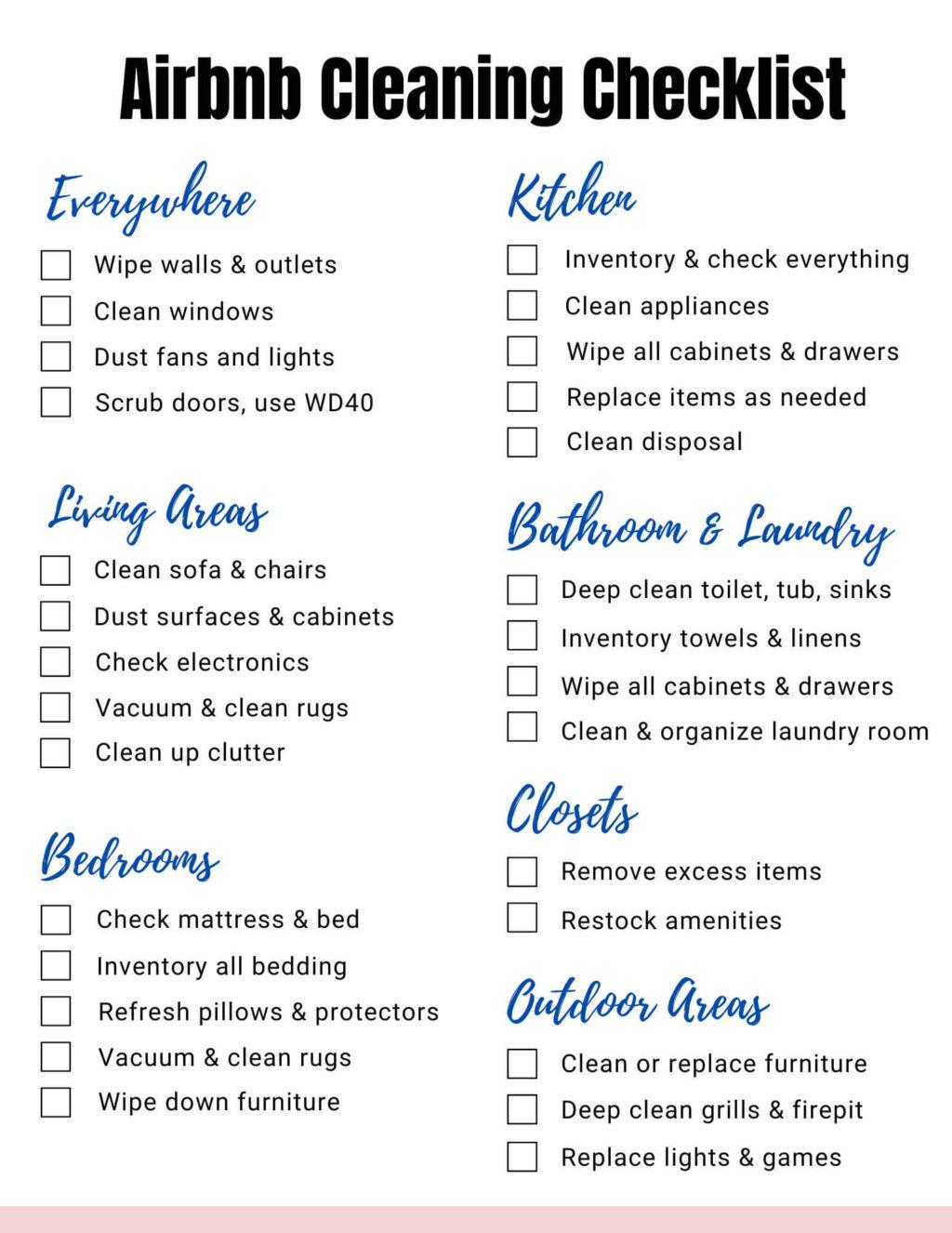 Airbnb Cleaning Checklist